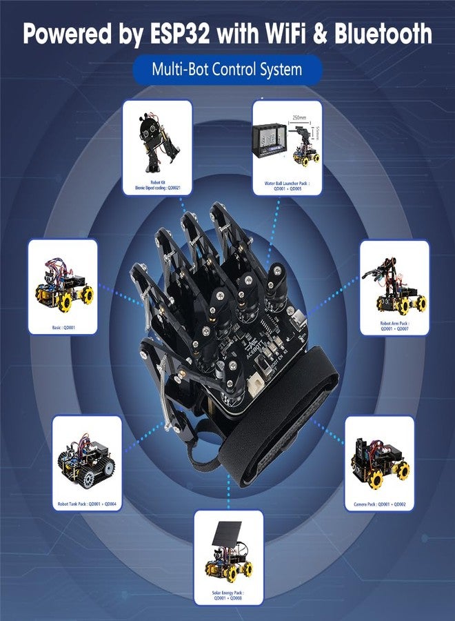 ايسبوت قفاز استشعار الحركة ESP32 يدعم Arduino و ACECode و Python، مجموعة أدوات STEM للمبتدئين في مجال الروبوتات واليد الميكانيكية، ذراع بخمسة أصابع للتحكم في مجموعة الروبوت، مجموعة العلوم/البرمجة/الترميز - Image 2